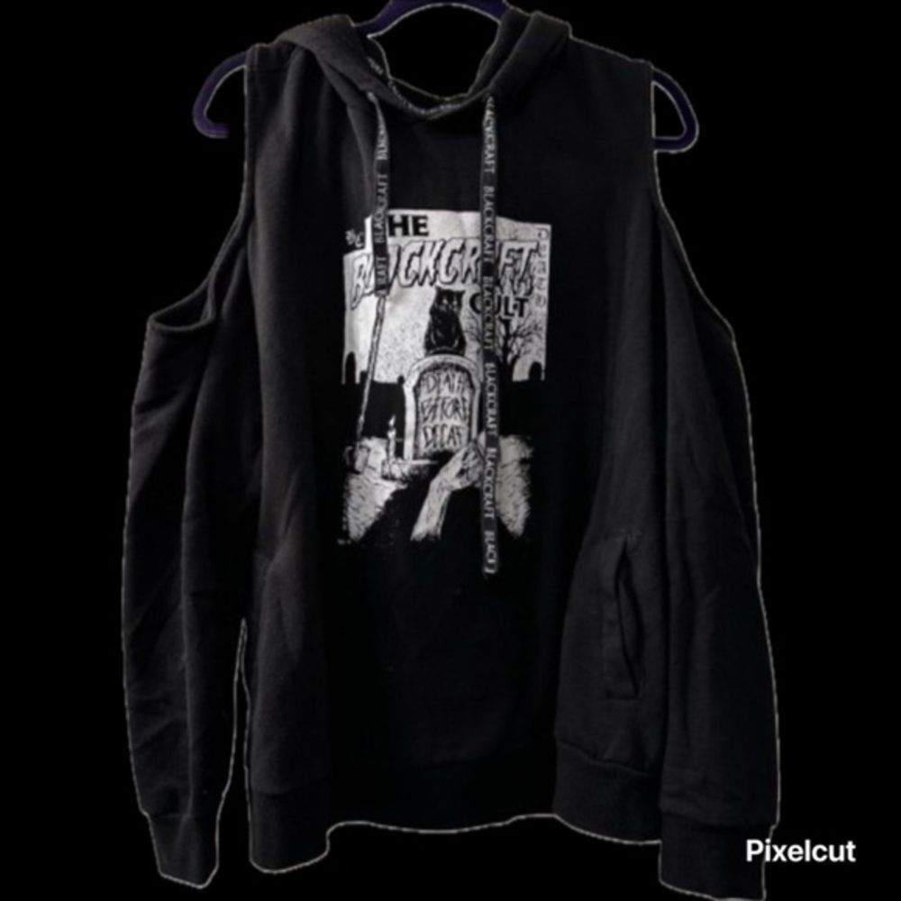 Rare Blackcraft Cult Death Before Decaf Cold Shoulder Hoodie Women Plus Size 3X